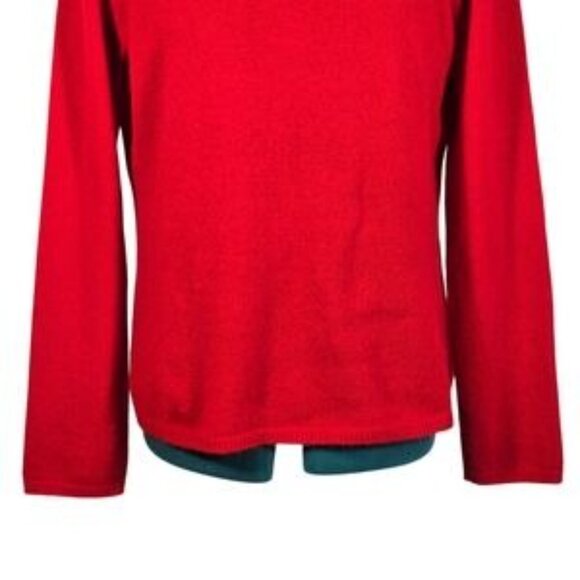 Peck and Peck Red Cashmere Sweater Crewneck Large Holiday Luxury - Picture 6 of 8